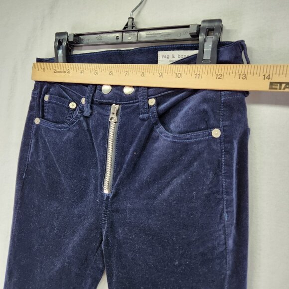 Rag & Bone Velvet Skinny Jeans Women’s 23 Blue Zip Up Pants Slim Straight - Picture 3 of 11